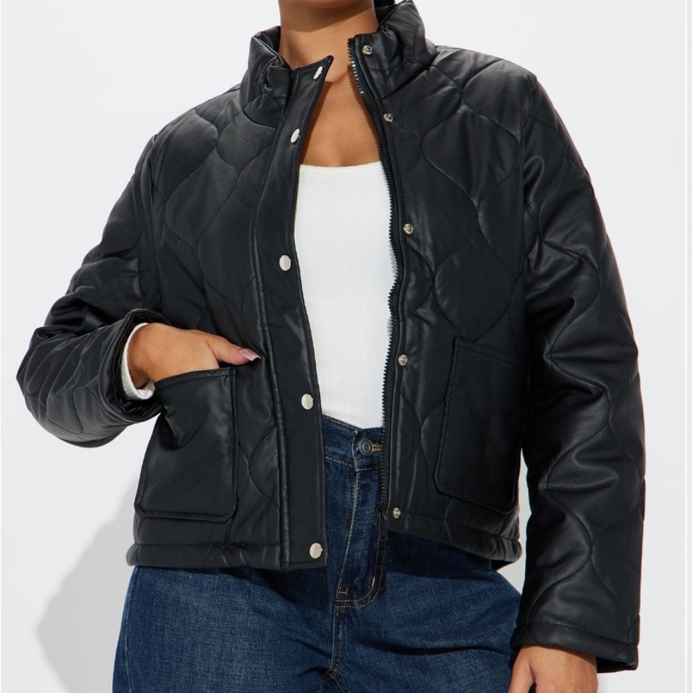 NEW Haute Monde Quilted Faux Leather Jacket